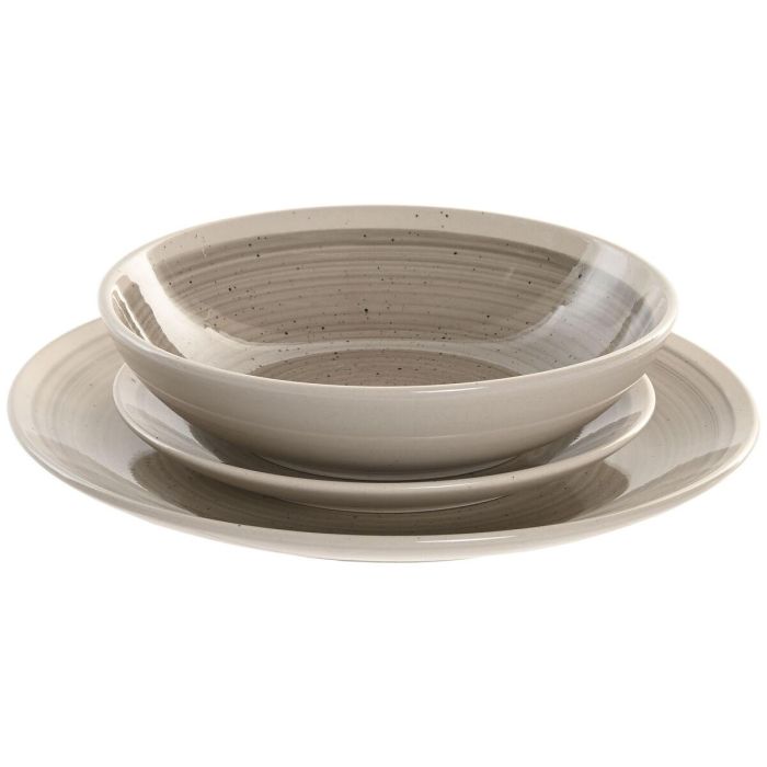 Vajilla Home ESPRIT Beige Gris Gres 18 Piezas Vajilla Home ESPRIT Beige Gris Gres 18 Piezas