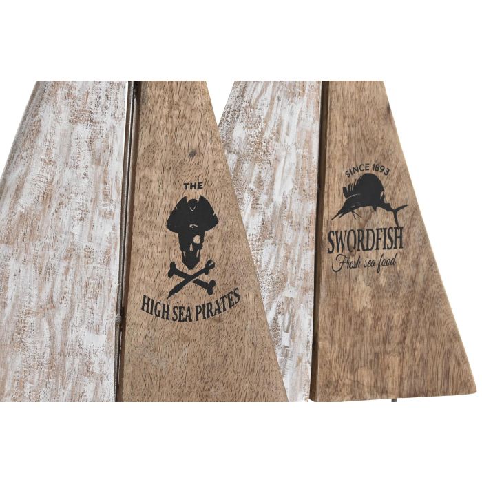 DKD Home Decor Velero Decoración Atlántico Hecho a Mano Marrón de Madera de Mango y Aluminio 10x37.5x48 cm (Pack 2 Unidades) 1