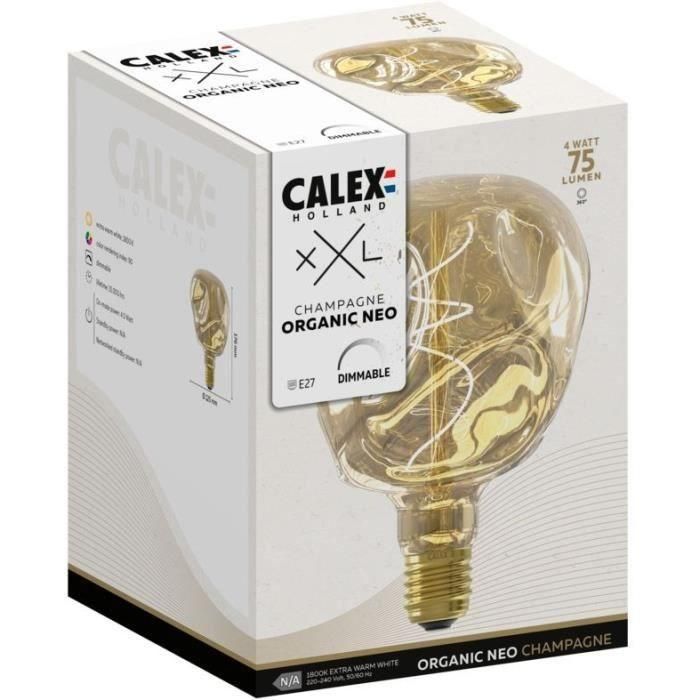 Bombilla LED E27 - CALEX - G125 NEO ORGANIC - Filamento flexible - 4 W - 75 lm - 1800 K - Regulable - Champán 2 Bombilla LED E27 - CALEX - G125 NEO ORGANIC - Filamento flexible - 4 W - 75 lm - 1800 K - Regulable - Champán 2