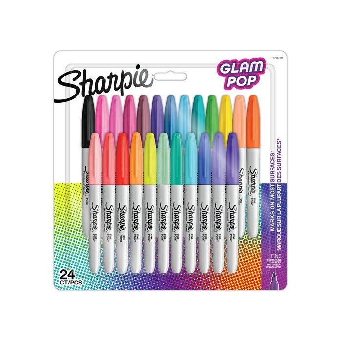 Rotulador Permanente Sharpie Fine Glam Pop Blister De 24