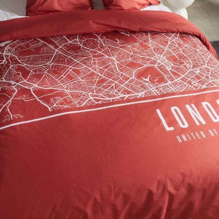 Today TOD3574641268626 Juego de Cama HOY JAVA Algodón para 2 Personas 240x220 cm Estampado Londres Rojo 3