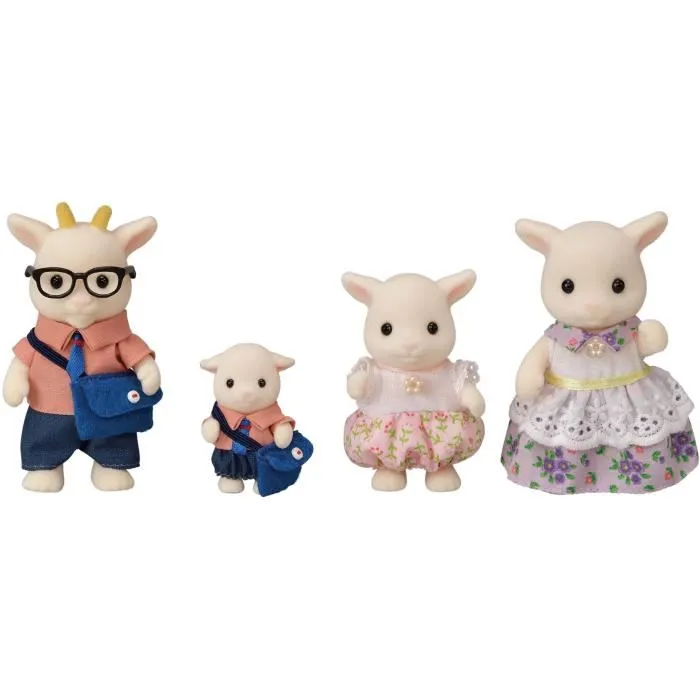Sylvanian Families Familia de las Cabras con 4 Personajes Articulados y Vestidos, Ropa Intercambiable 1