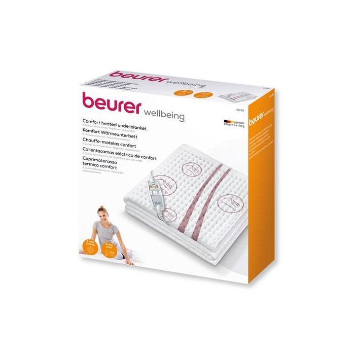Beurer UB-90 Calientacamas Eléctrico Individual Anti-Alérgico con 2 Zonas de Temperatura Ajustables y Pantalla LCD 1