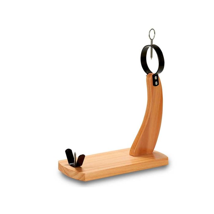 Kinvara Jamonero Soporte Ancho Natural Madera Pino y Metal para Cortar Jamón Curado 39.5x16.5x40-45 cm Madera Negro (6 Unidades) 1
