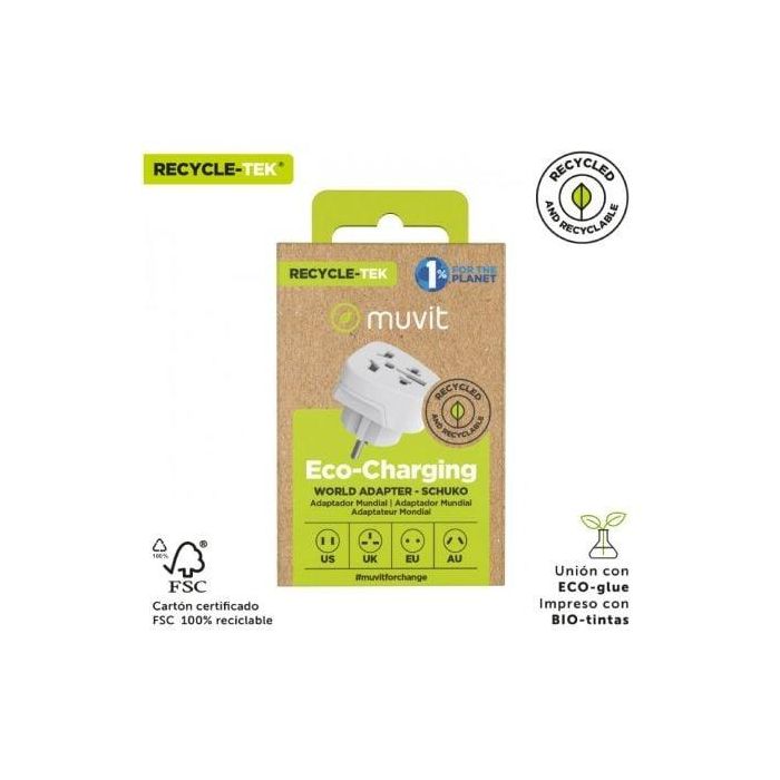 Enchufe Universal Muvit For Change MCADP0007/ 1 Toma de Corriente/ Blanco 4 Enchufe Universal Muvit For Change MCADP0007/ 1 Toma de Corriente/ Blanco 4