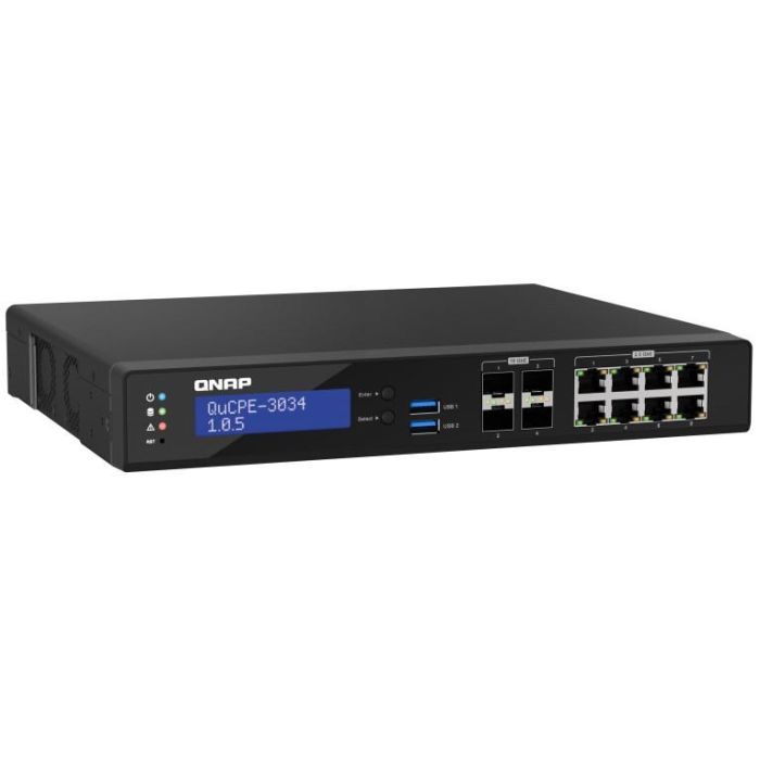 QNAP QuCPE-3034-C3758R-16G Intel Atom C3758R 8x2.5GbE RJ45 ports and 4x10GbE SFP+ ports 2xM.2 2280 NVMe slot 60W PS units 2 QNAP QuCPE-3034-C3758R-16G Intel Atom C3758R 8x2.5GbE RJ45 ports and 4x10GbE SFP+ ports 2xM.2 2280 NVMe slot 60W PS units 2