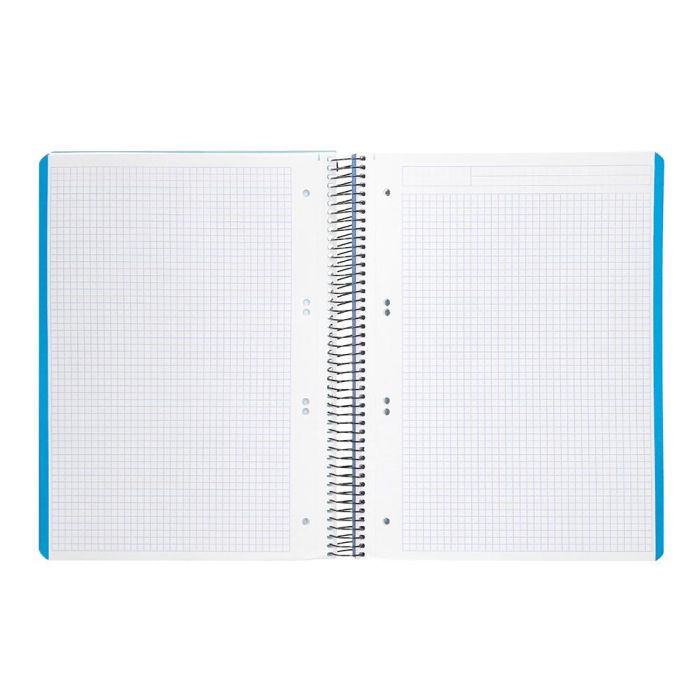 Cuaderno Espiral Liderpapel A5 Micro Wonder Tapa Plastico 120H 90 gr Cuadro 5 mm 5 Bandas 6 Taladros Color Celeste 2