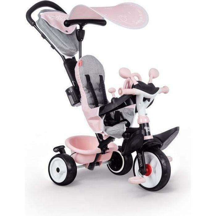 Smoby Triciclo Baby Driver Plus Rosa 10 meses a 3 años - Respaldo Alto, Sillín Ajustable, Ruedas Silenciosas Antipinchazos, Freno 0 Smoby Triciclo Baby Driver Plus Rosa 10 meses a 3 años - Respaldo Alto, Sillín Ajustable, Ruedas Silenciosas Antipinchazos, Freno 0