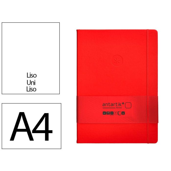 Cuaderno Con Gomilla Antartik Notes Tapa Dura A4 Hojas Lisas Rojo 100 Hojas 80 gr Fsc