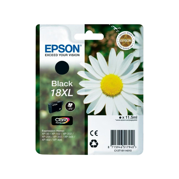 Epson Expression Home XP-102/205/215/305/322/405/422 Cartucho Negro Alta Capacidad 18XL 1