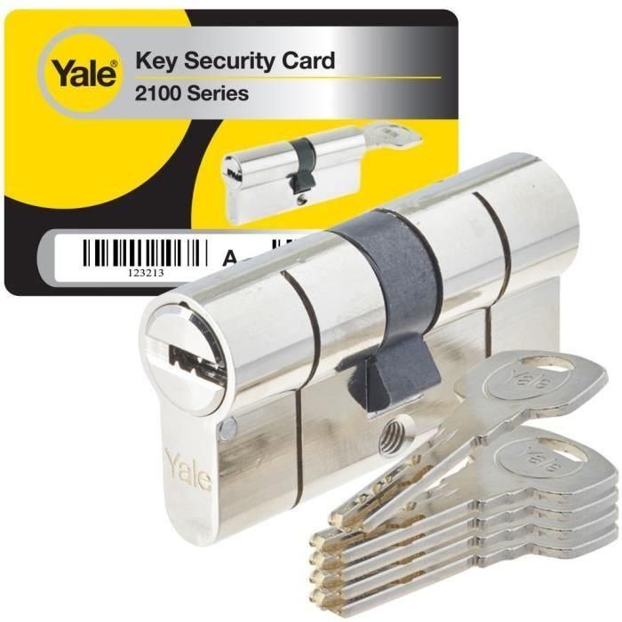Cilindro de cierre desmontable YALE - Para puerta de entrada / exterior - 10 pines - 5 llaves - 30 x 40 mm 0 Cilindro de cierre desmontable YALE - Para puerta de entrada / exterior - 10 pines - 5 llaves - 30 x 40 mm 0