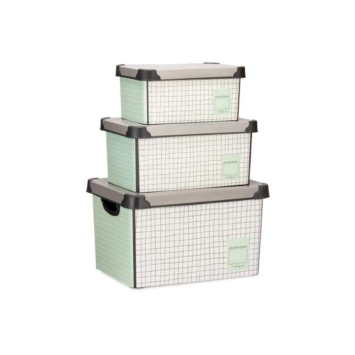 Kipit Set 3 Pzs Cajas Plástico Estampado Home 39x29x23.5 cm