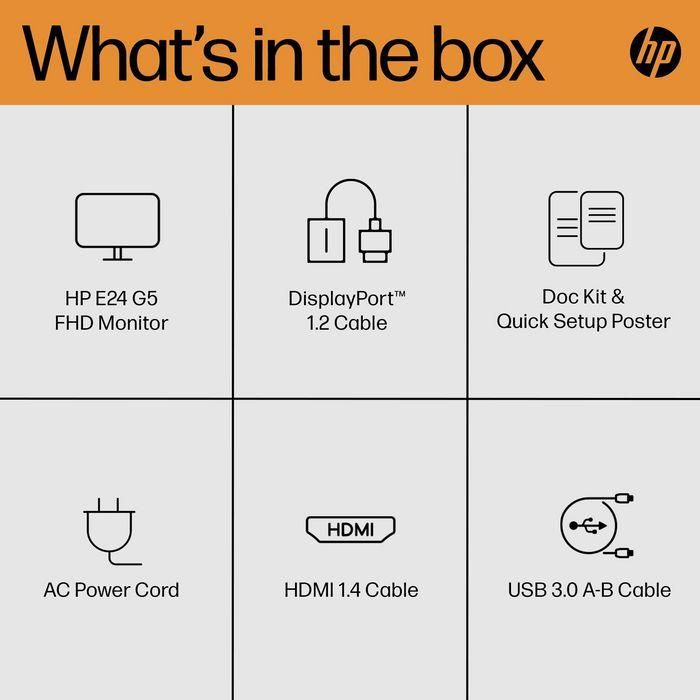 HP E24 G5 Monitor de 24 Pulgadas Full HD para Oficina y Hogar. Pantalla Ergonómica con Confort Visual y Flexibilidad Ajustable 6