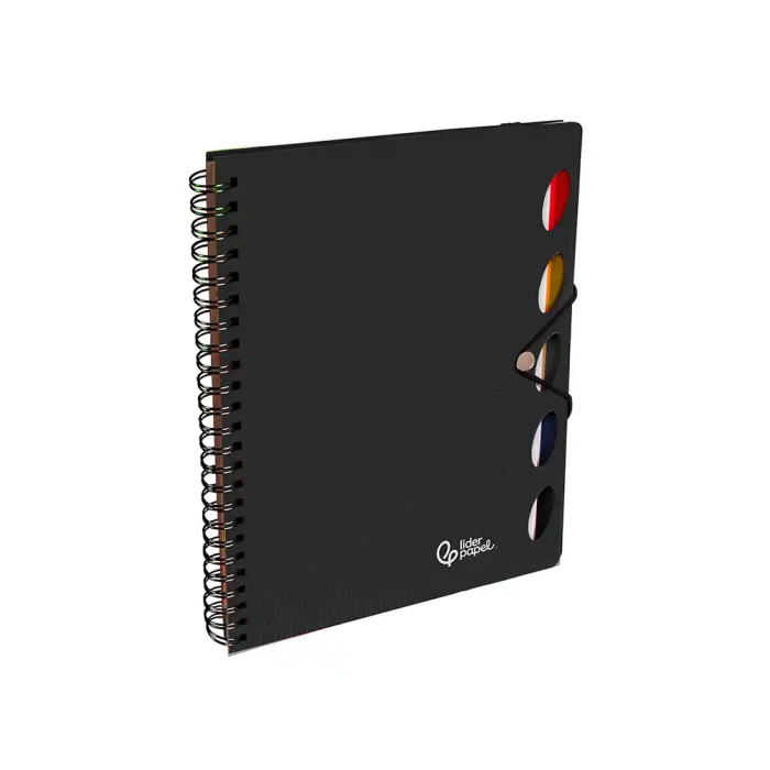 Liderpapel Cuaderno Espiral A4 Micro Executive Tapa Plástico 100 Hojas 80gr Cuadro 5mm Separadores con Gomilla Negro 2
