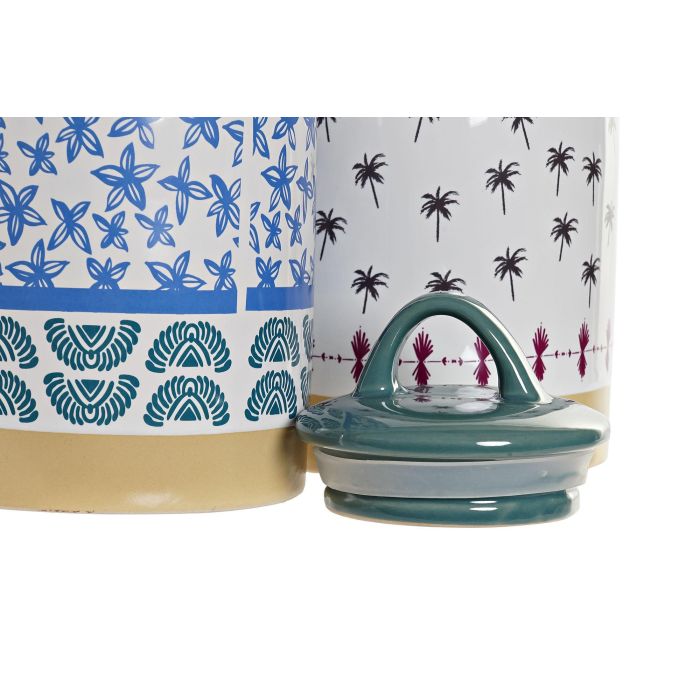 DKD Home Decor Bote Colonial Colección África de Gres Turquesa y Azul Mate, 19 cm Alto, Pack 4 Unidades, Apto Lavavajillas y Microondas 1 DKD Home Decor Bote Colonial Colección África de Gres Turquesa y Azul Mate, 19 cm Alto, Pack 4 Unidades, Apto Lavavajillas y Microondas 1