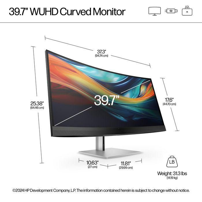 HP 740pm Series 7 Pro Monitor Curvo 39.7" 5K2K para Conferencias con Webcam 4K Integrada y Audio HQ 15 HP 740pm Series 7 Pro Monitor Curvo 39.7" 5K2K para Conferencias con Webcam 4K Integrada y Audio HQ 15