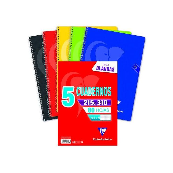 Bloc Clairefontaine Mimesys Fº 80H 4X4 90G Colores Vivos Pack De 5 (Set de 4)