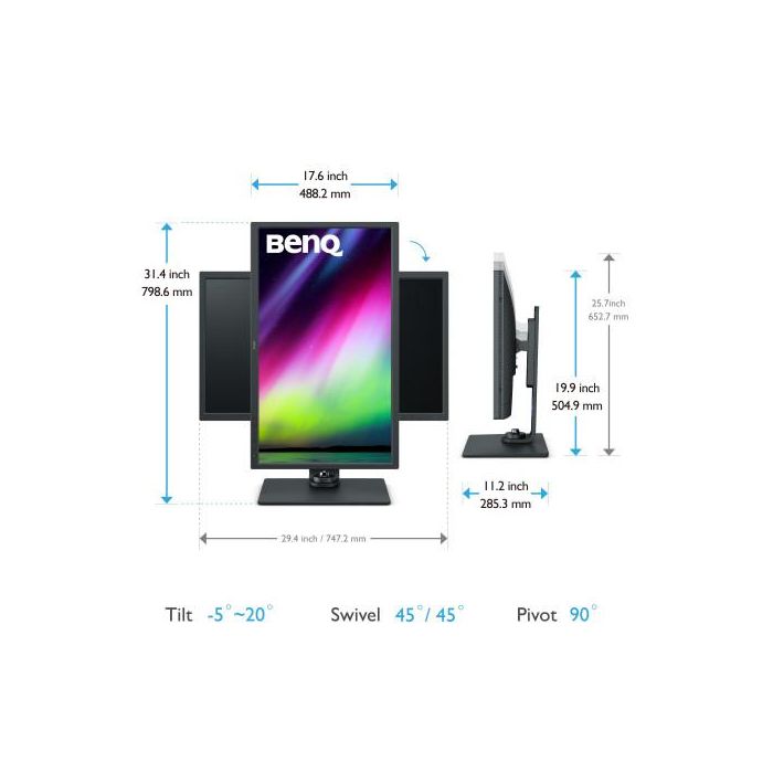 Benq SW321C 81,3 cm (32") 3840 x 2160 Pixeles 4K Ultra HD LED Gris Benq SW321C 81,3 cm (32") 3840 x 2160 Pixeles 4K Ultra HD LED Gris