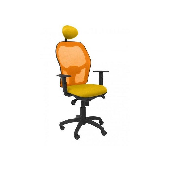 Silla Piqueras Y Crespo Jorquera Brazos Regulables Cabecero Fijo Mecanismo Sincro Con Regulador De Tension Respaldo De Malla Naranja Y Asiento Tapizado Bali Amarillo
