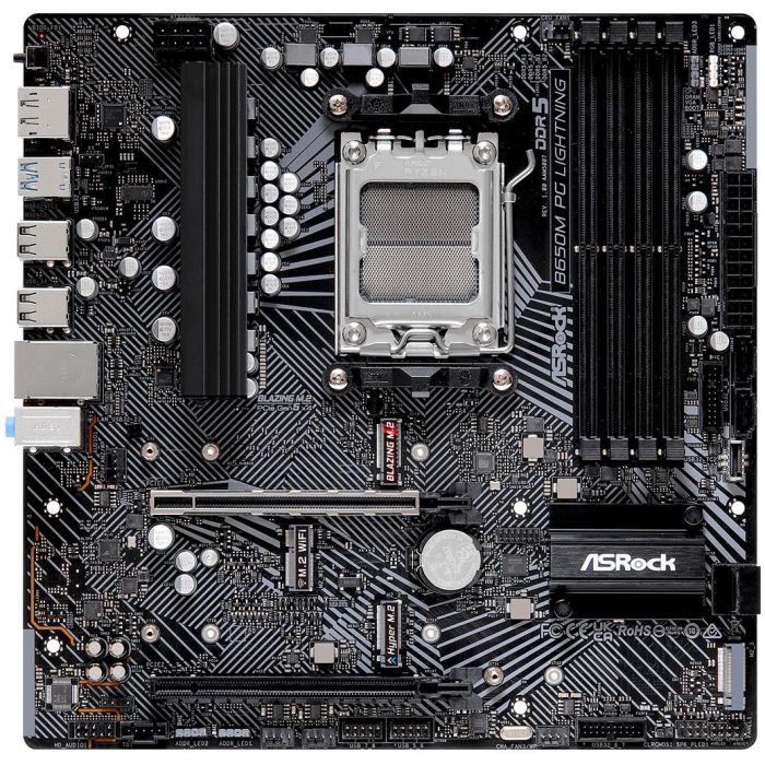 ASRock 90-MXBMV0-A0UAYZ Placa Base B650M PG Lightning, Socket AM5, AMD B650 Chipset, Micro ATX, DDR5 2