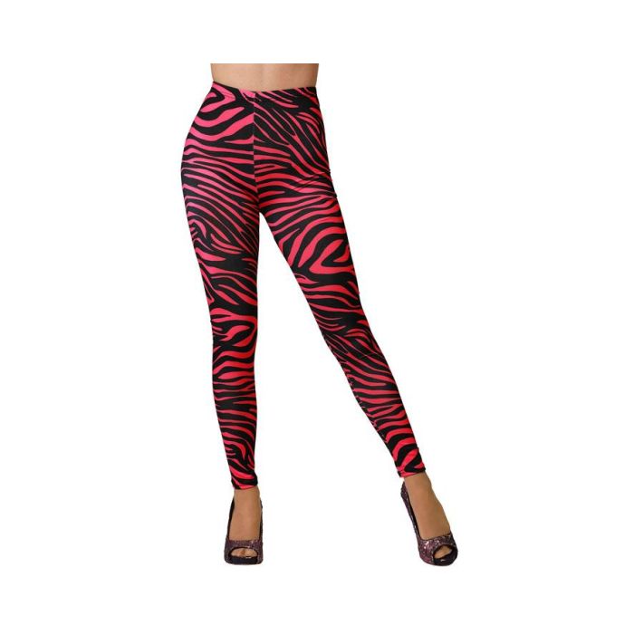 Leggings Rosa Fluor Con Franjas Negras para Adulto