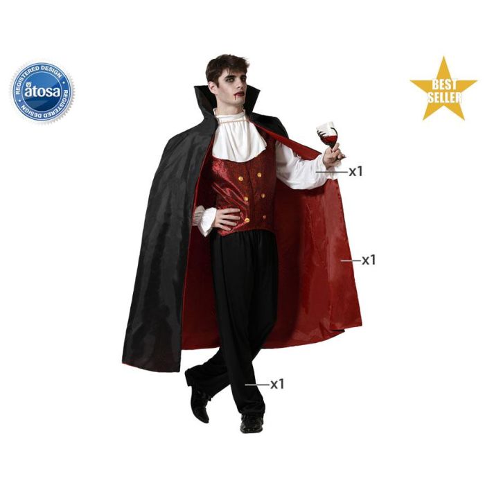 Disfraz Vampiro Hombre Adulto Capa Larga XL Disfraz Vampiro Hombre Adulto Capa Larga XL