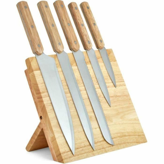 Livoo MEC136 - Juego de 5 cuchillos con hoja de acero inoxidable - Incluye soporte magnético - Medidas: 20 a 32,5 cm Livoo MEC136 - Juego de 5 cuchillos con hoja de acero inoxidable - Incluye soporte magnético - Medidas: 20 a 32,5 cm