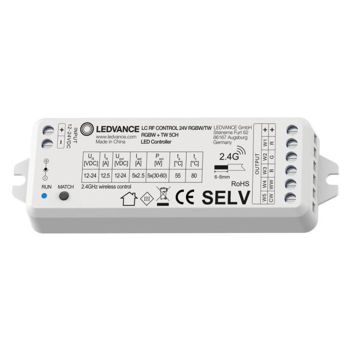 LEDVANCE LVE-4058075435834 Controlador Regulador LED RF 2.4GHz 24V para RGBW y Blanco Dinámico 5 Canales Dimmer 0 LEDVANCE LVE-4058075435834 Controlador Regulador LED RF 2.4GHz 24V para RGBW y Blanco Dinámico 5 Canales Dimmer 0