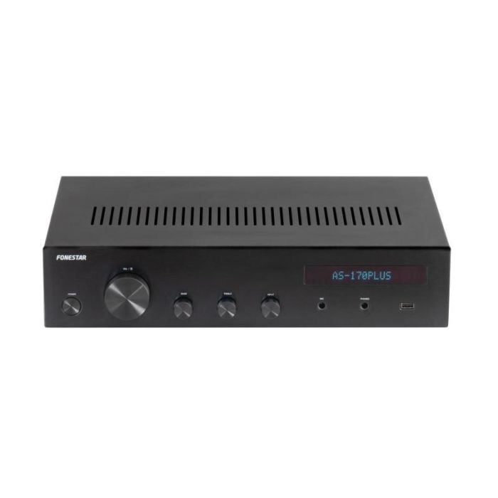 Fonestar AS-170PLUS Amplificador estéreo Hi-Fi 80+80W RMS, Bluetooth, USB, Radio FM, Salidas A/B, Control Graves/Agudos 3