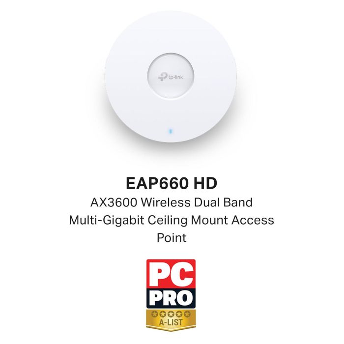 TP-Link Omada EAP660 HD AX3600 Punto de Acceso Wi-Fi 6, Dual Band, 2402 Mbps (5 GHz) + 1148 Mbps (2.4 GHz), PoE