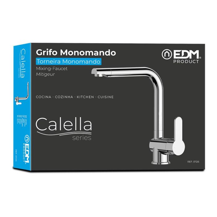Edm Grifo monomando de cocina caño alto serie Calella, latón cromado 2 Edm Grifo monomando de cocina caño alto serie Calella, latón cromado 2