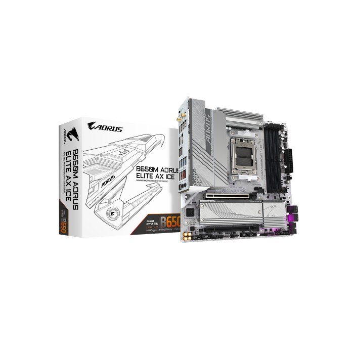 GIGABYTE B650M AORUS ELITE AX ICE Placa Base AMD B650 Socket AM5 micro ATX con Wi-Fi 6E, VRM 12+2+2 fases, M.2 PCIe 5.0, DDR5 8000MHz 0 GIGABYTE B650M AORUS ELITE AX ICE Placa Base AMD B650 Socket AM5 micro ATX con Wi-Fi 6E, VRM 12+2+2 fases, M.2 PCIe 5.0, DDR5 8000MHz 0