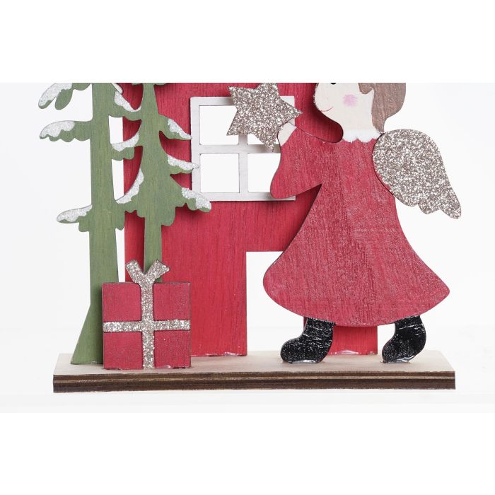 DKD Home Decor Decoración Navidad Tradicional: Pack 12 Ángeles de Madera Rojo y Gris, 20x15x4 cm (Unidades Surtidas) 2