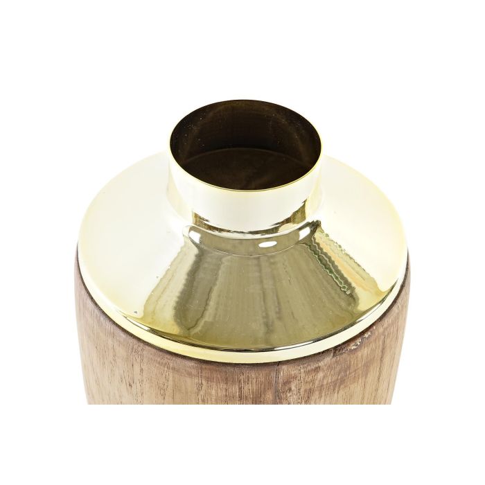 DKD Home Decor Jarrón Decorativo Glam de Acacia, Colores Marrón y Dorado, con Dimensiones 15x15x20 cm, Pack de 2 Unidades 2