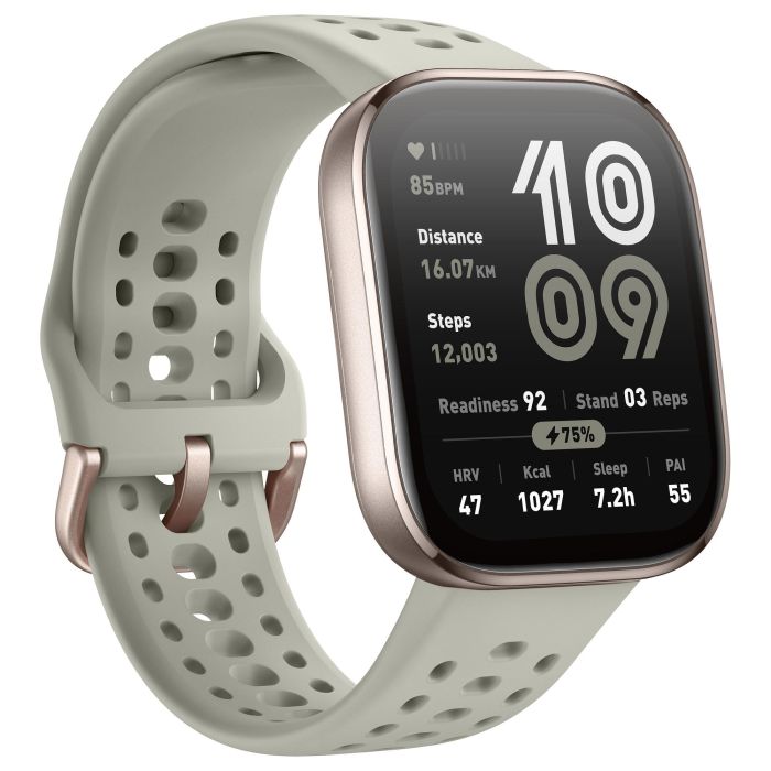 Amazfit Bip 6 Stone Reloj Inteligente GPS Pantalla AMOLED de 1.97" (390 x 450) Oro y Correa Gris