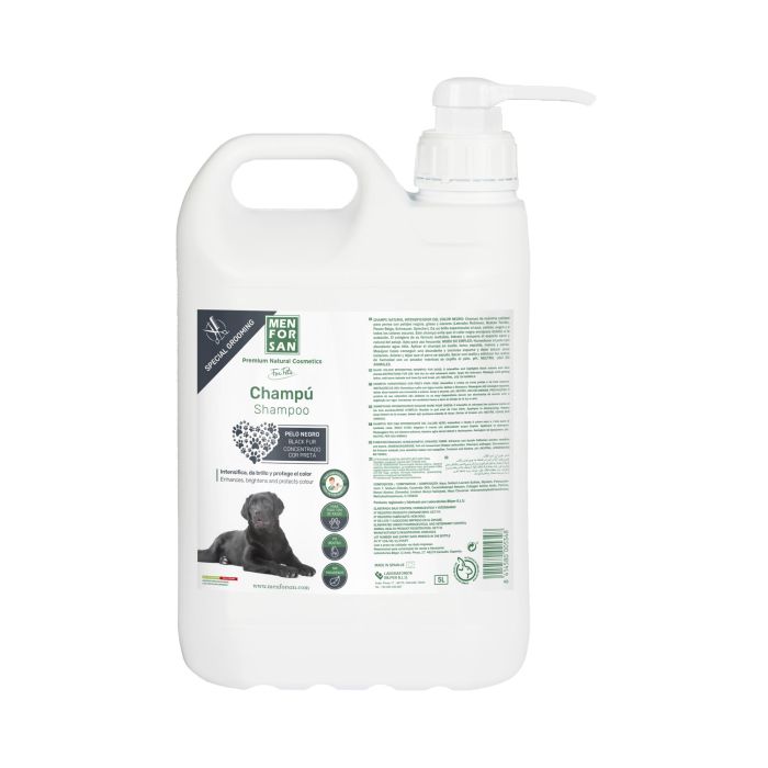 Men For San Champú de Máxima Calidad para Perros con Pelajes Negros, Grises y Oscuros 5 L | Con Colágeno, Brillo y Color Duradero