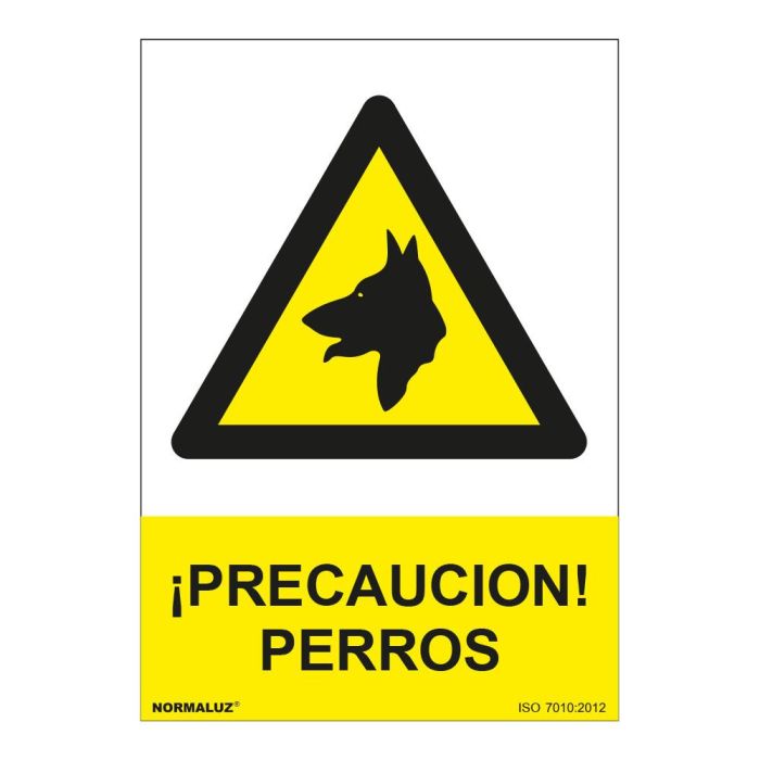 Normaluz Señal peligro precaución perros PVC 0,7mm 21x30cm