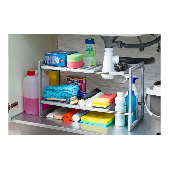 Estantería Extensible para Fregadero Shibblek InnovaGoods 2 Estantes 8 Estantería Extensible para Fregadero Shibblek InnovaGoods 2 Estantes 8