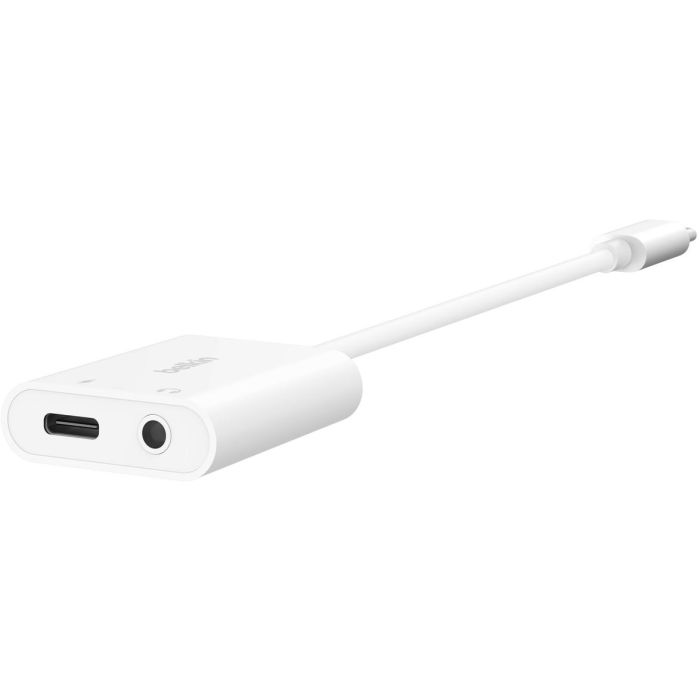 Belkin NPA004BTWH Adaptador de Audio y Carga USB-C a 3.5mm Jack y USB-C, 60W, Blanco, Certificado Qi 2 Belkin NPA004BTWH Adaptador de Audio y Carga USB-C a 3.5mm Jack y USB-C, 60W, Blanco, Certificado Qi 2