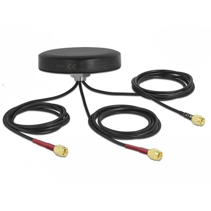 DeLOCK Antena LTE MIMO Dualband WLAN 802.11 ac/ax/a/h/b/g/n 3 x SMA Macho RG-174 1m Montaje Tornillo Exterior Negro IP67 0 DeLOCK Antena LTE MIMO Dualband WLAN 802.11 ac/ax/a/h/b/g/n 3 x SMA Macho RG-174 1m Montaje Tornillo Exterior Negro IP67 0