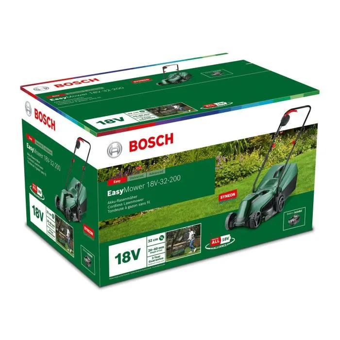 Bosch BOS4059952613802 Cortacésped EasyMower 18 con Batería 4 Ah y 18 V, Ancho de Corte 32 cm 1