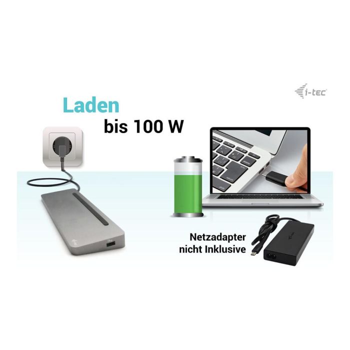 Hub USB-C i-Tec C31FLAT2PDPRO Plateado