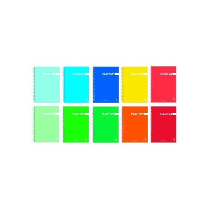 Bloc Pacsa Plastipac Tapa Pp A6 80H Cuadric.5X5 90G Surtido (10 Col.) (Set de 5)