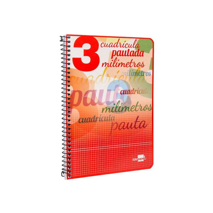 Cuaderno Espiral Liderpapel Cuarto Pautaguia Tapa Blanda 40H 75 gr Cuadro Pautado 3 mm Con Margen Colores Surtidos 10 unidades 5