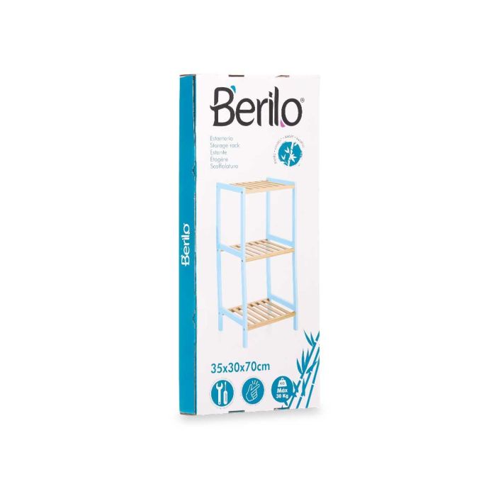 Estantería de Bambú Azul Berilo 3 Estantes 35x70x30 cm 2 Estantería de Bambú Azul Berilo 3 Estantes 35x70x30 cm 2