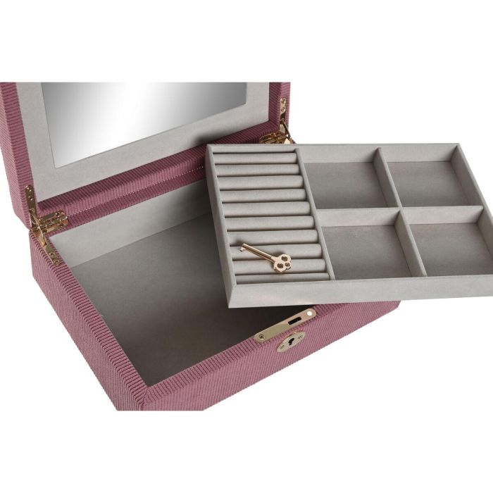 Caja-Joyero Home ESPRIT Crema Magenta 27 x 19 x 9 cm 3