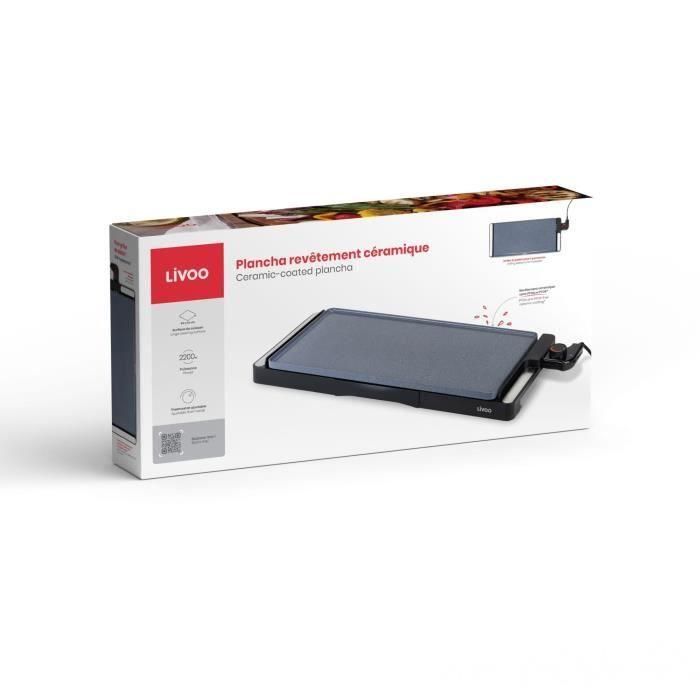 Livoo DOC320 Plancha cerámica 2200W con placa de hierro fundido extraíble y termostato regulable 4