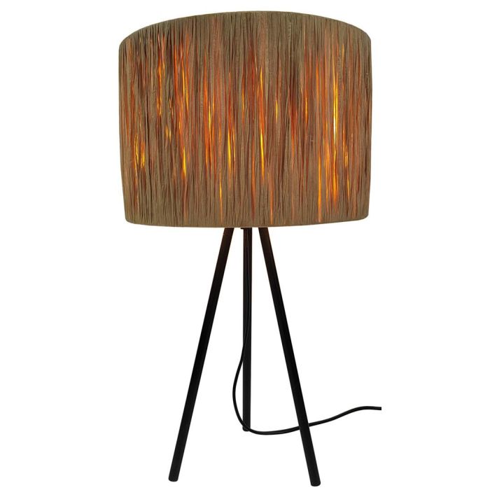 DKD Home Decor Lámpara Sobremesa Colonial Marrón Negro E27 Rafia Metal Ratán 30x51x30 cm (2 Unidades)