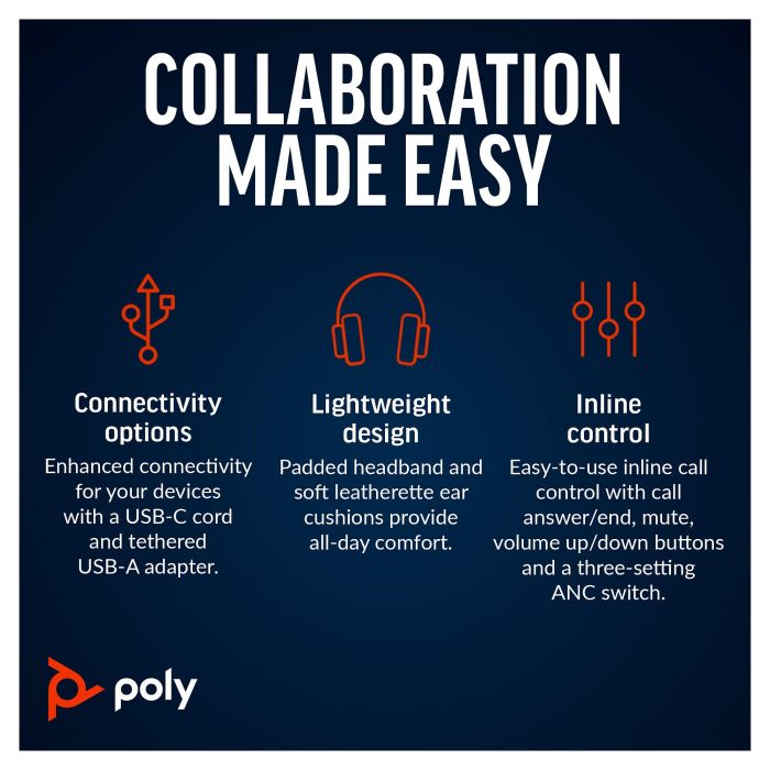 HP Auriculares Estéreo Blackwire C8225-M USB-C/A Certificado para Teams Negro