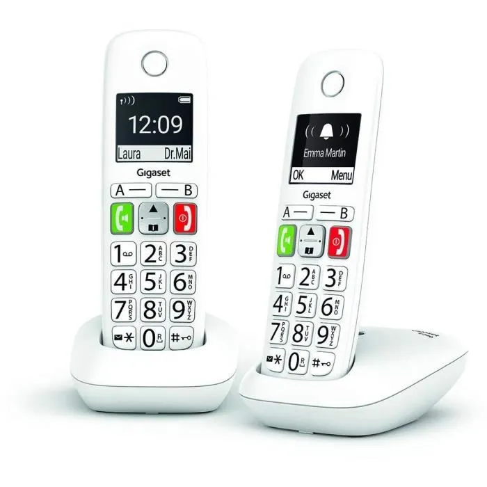 Gigaset E290 Duo Blanco Teléfono fijo con teclado grande, pantalla retroiluminada y Audio Boost 2